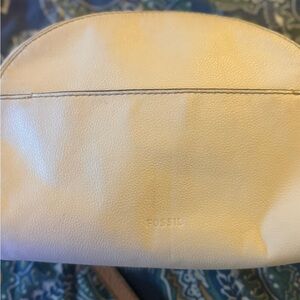 Fossil Yellow Leather Cosmetic Bag